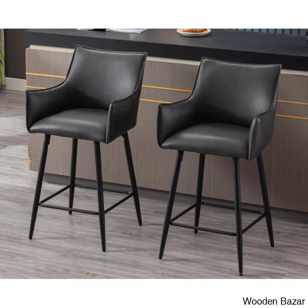 Honoratax Swivel Upholstered Counter And Bar Stool With Metal Frame (Set Of 2)