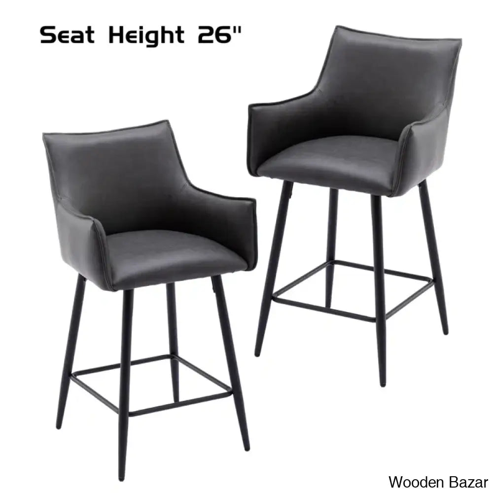 Honoratax Swivel Upholstered Counter And Bar Stool With Metal Frame (Set Of 2)