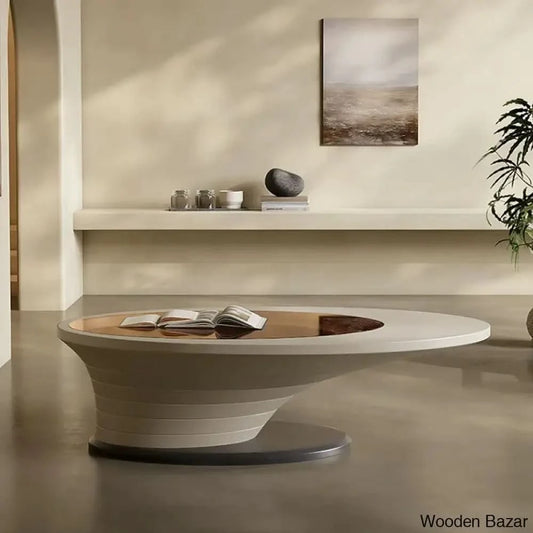 Hopper Light Luxury Modern Minimalist Oval Tea Brown Glass Table Gray Base Coffee And Center Table