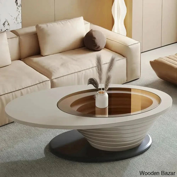 Hopper Light Luxury Modern Minimalist Oval Tea Brown Glass Tea