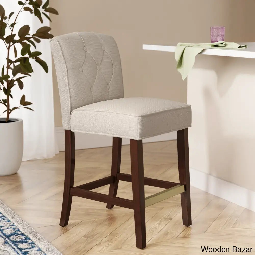 Hortonc Swivel Tufted Counter And Bar Stool Tan / Brown Frame