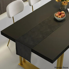 Hover 63’’ Black Rectangle Wood Dining Table In Gold