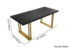 Hover 63’’ Black Rectangle Wood Dining Table In Gold