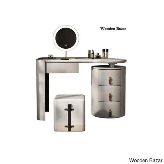 Huda Vanity Dressing Table With Lighted Mirror And Stool