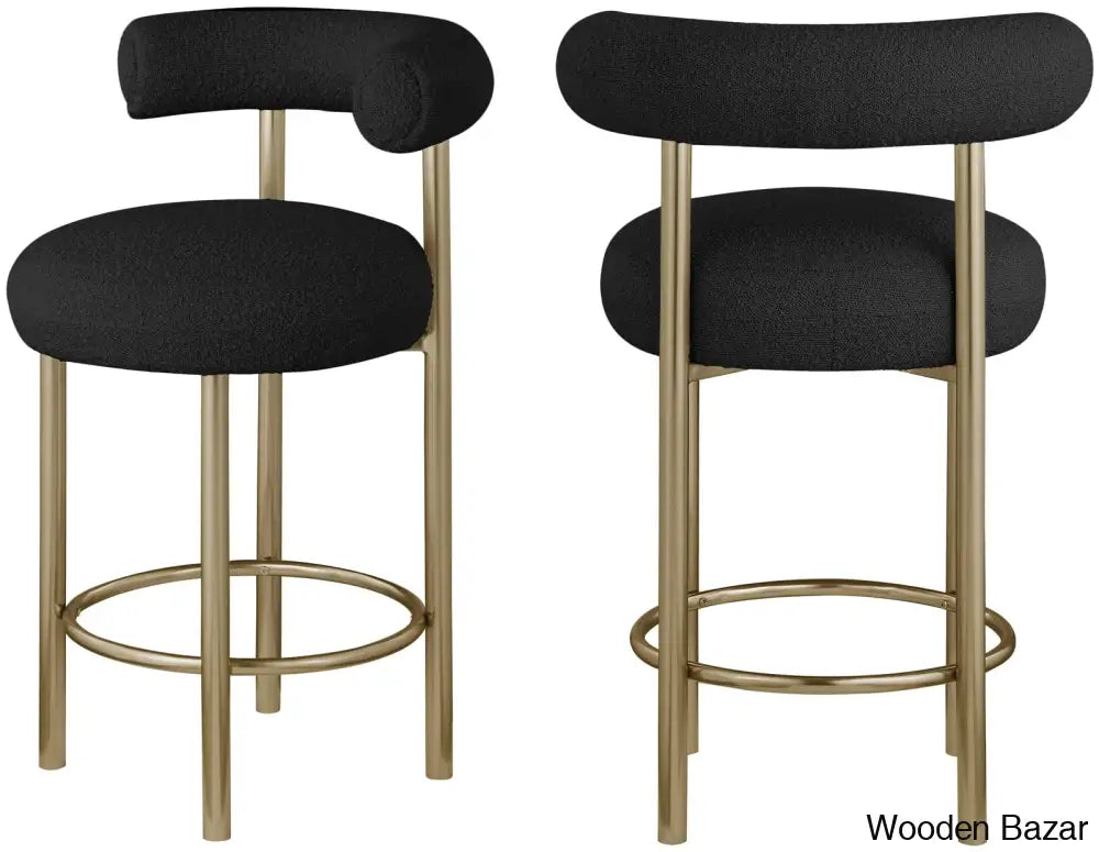 Hurlstono Upholstered Counterstool With Metal Frame (Set Of 2) Black