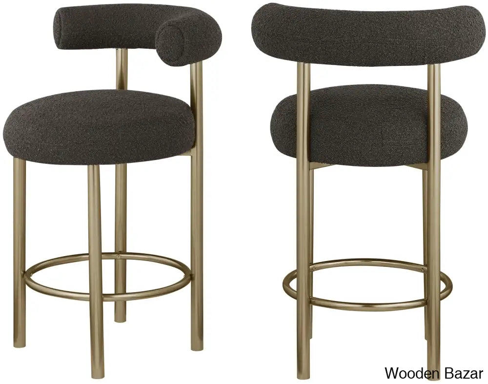 Hurlstono Upholstered Counterstool With Metal Frame (Set Of 2) Brown