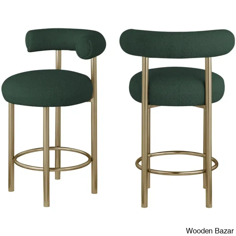 Hurlstono Upholstered Counterstool With Metal Frame (Set Of 2) Green