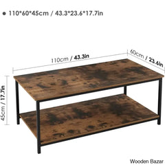 Iddlings 43.3’’ Coffee Table 2-Tier Open Storage Rectangle And Center