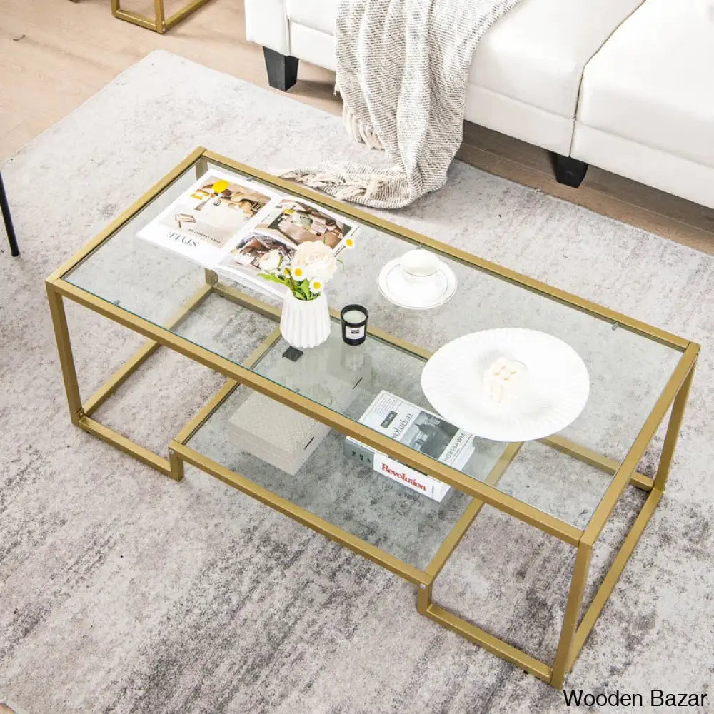 Imelay Glass Top Coffee And Center Table