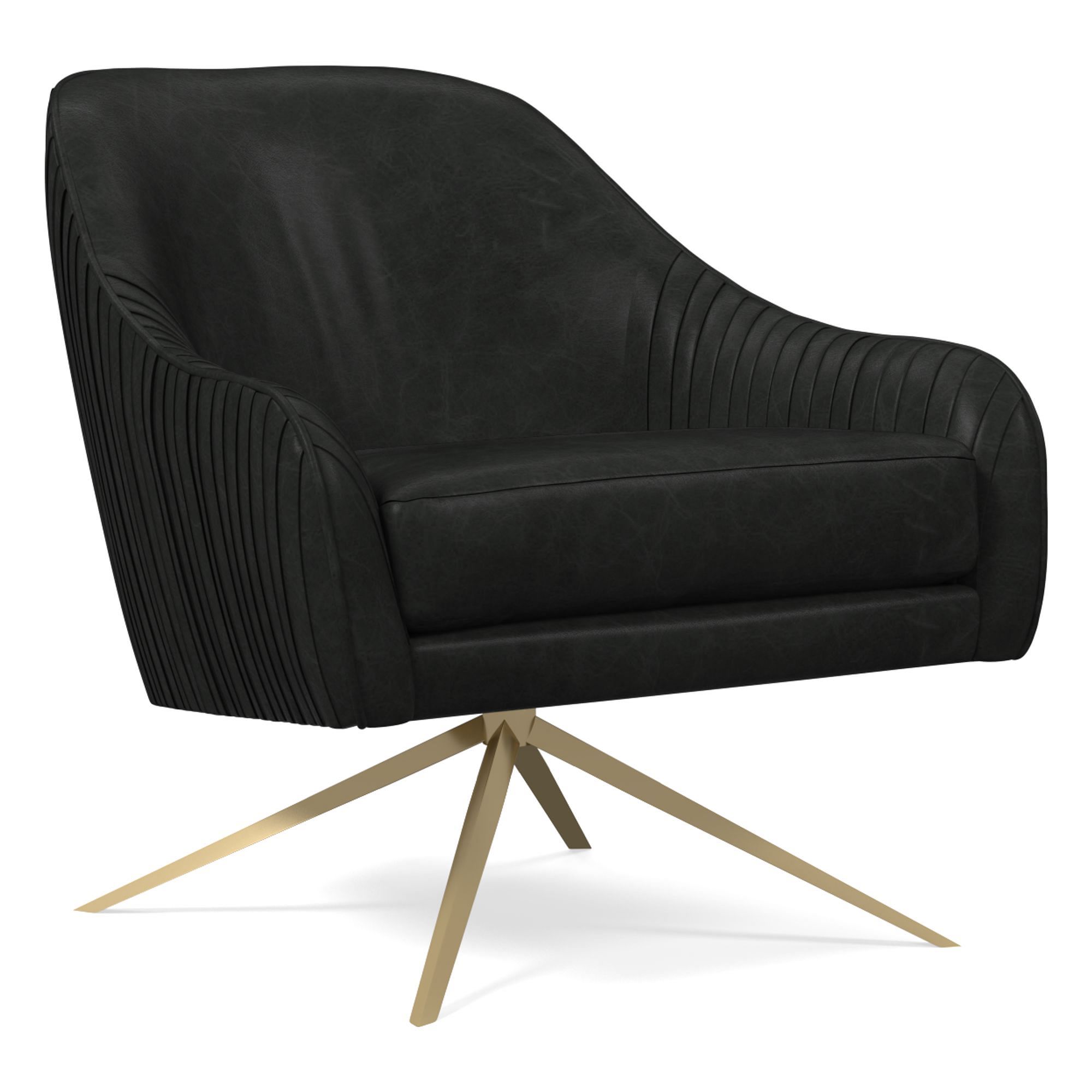 Liviaan Leather Swivel Chair - Wooden Bazar