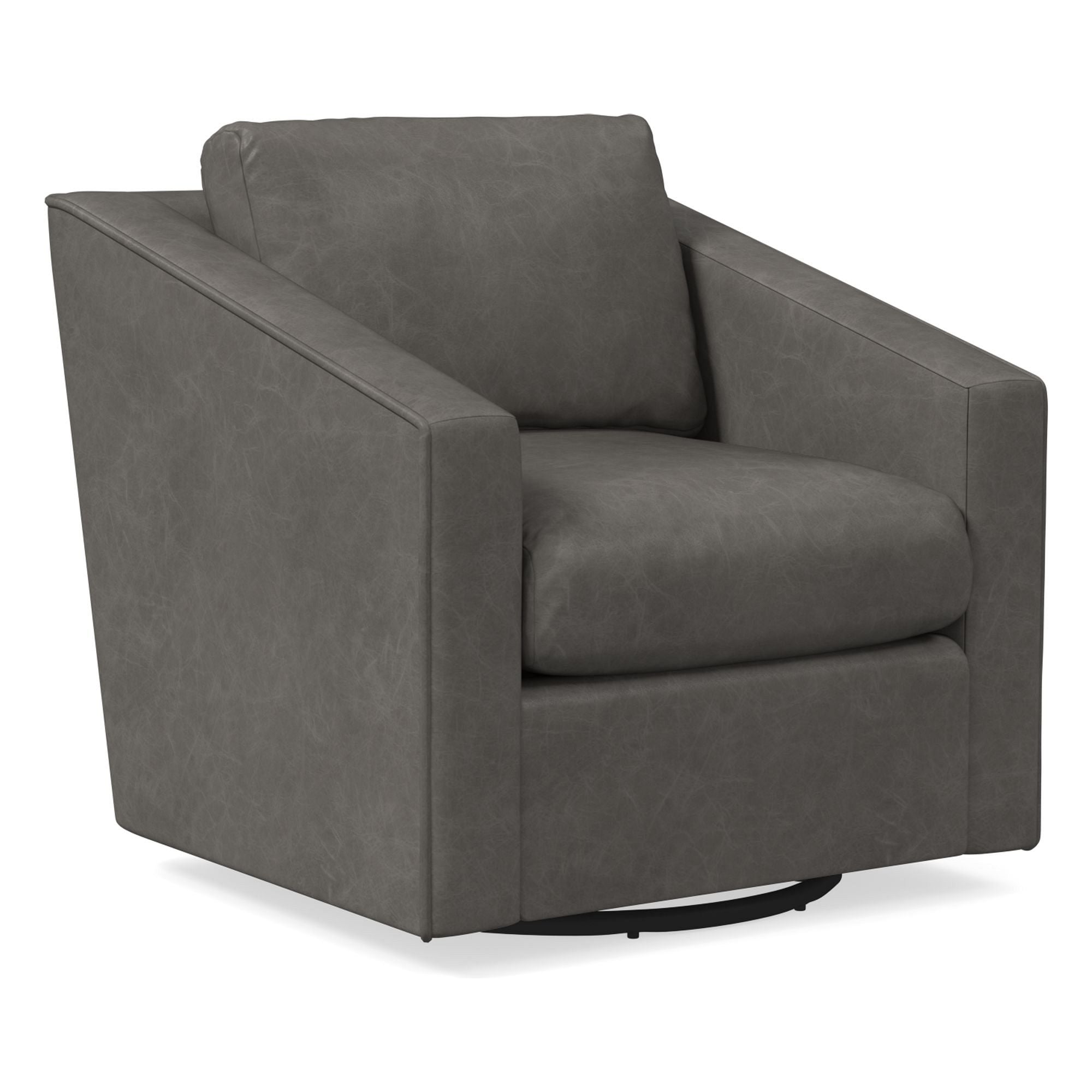 Deco Leather Swivel Chair - Wooden bazar