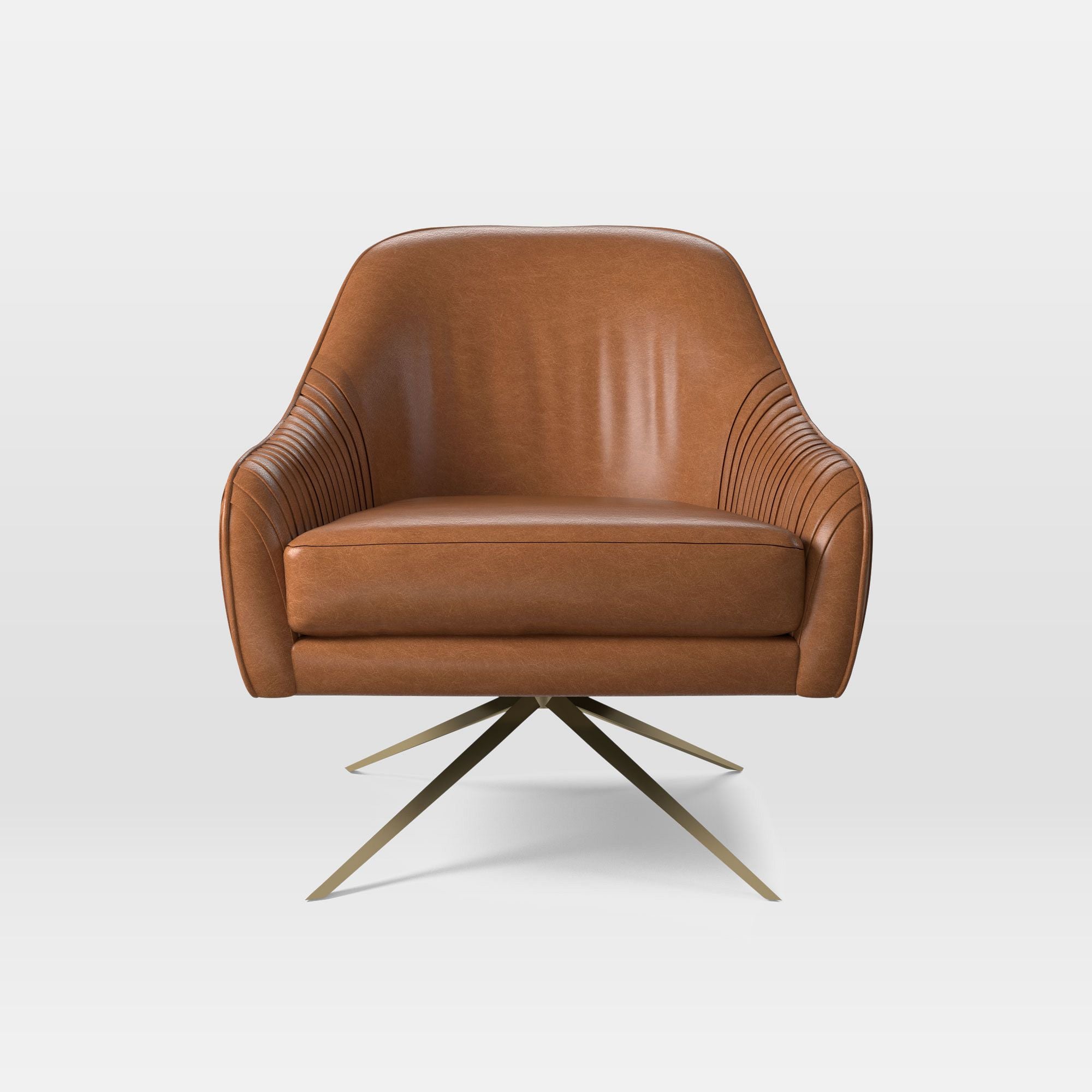 Liviaan Leather Swivel Chair - Wooden Bazar