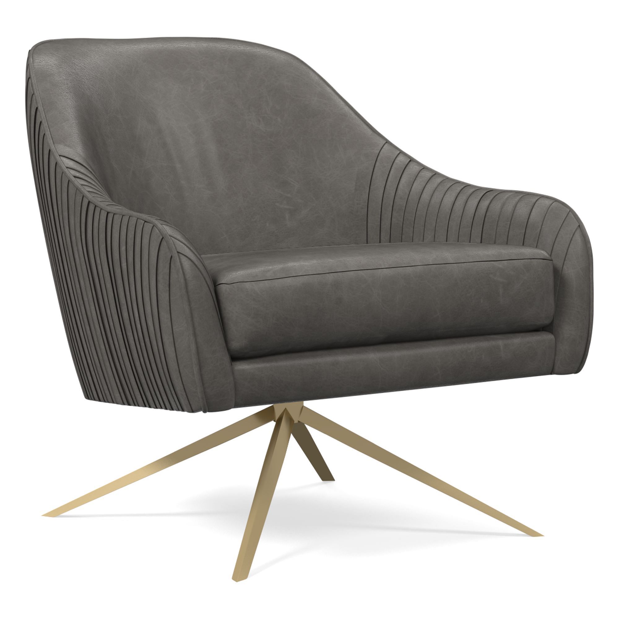 Liviaan Leather Swivel Chair - Wooden Bazar