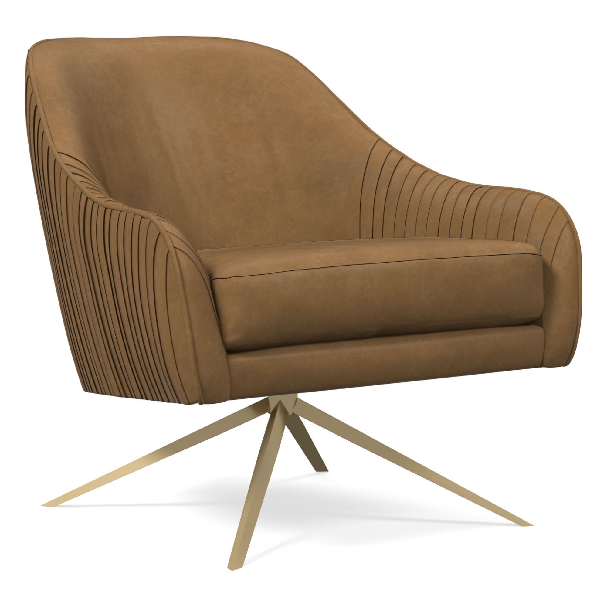 Liviaan Leather Swivel Chair - Wooden Bazar