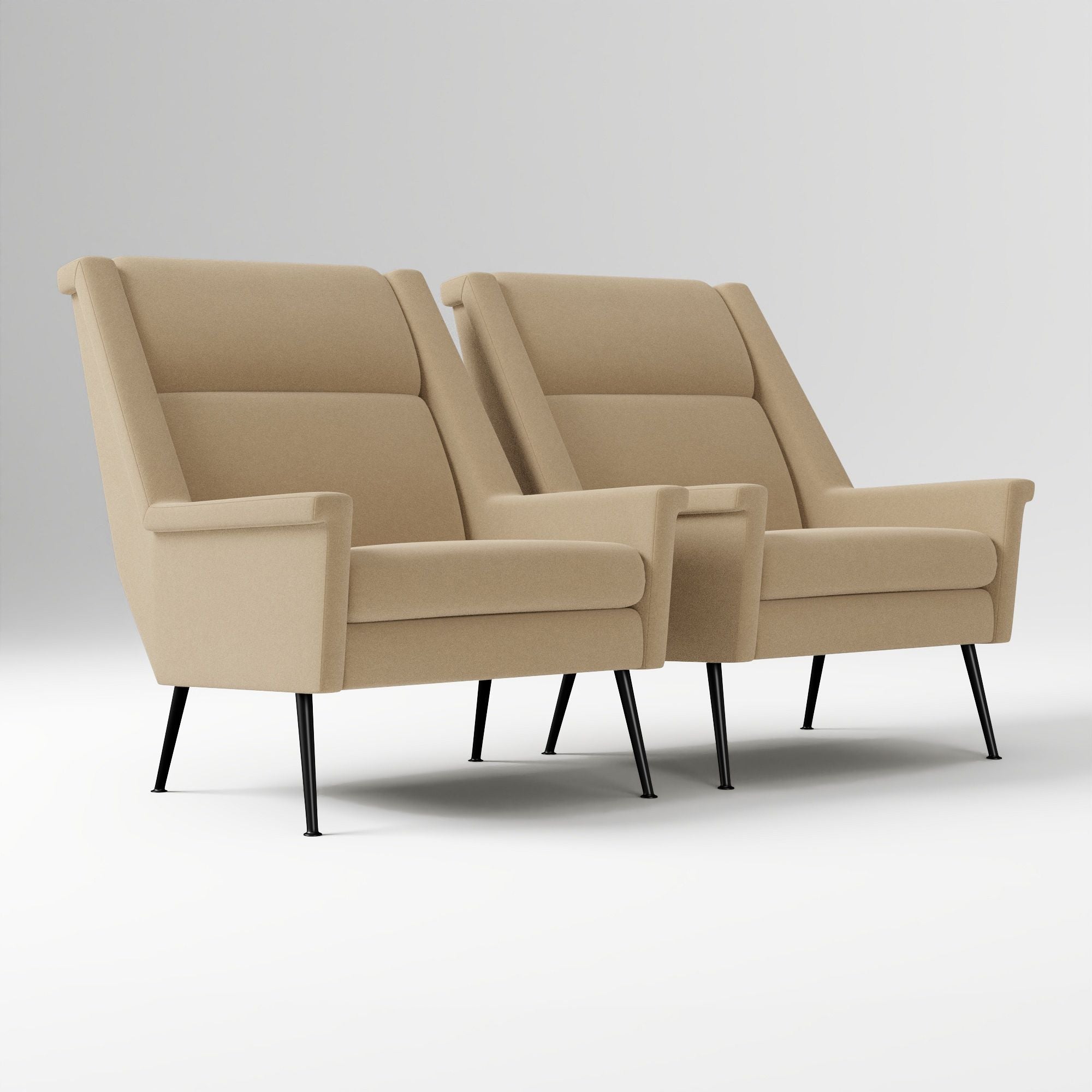 Kolerd High-Back Mid-Century Chair - Metal Legs