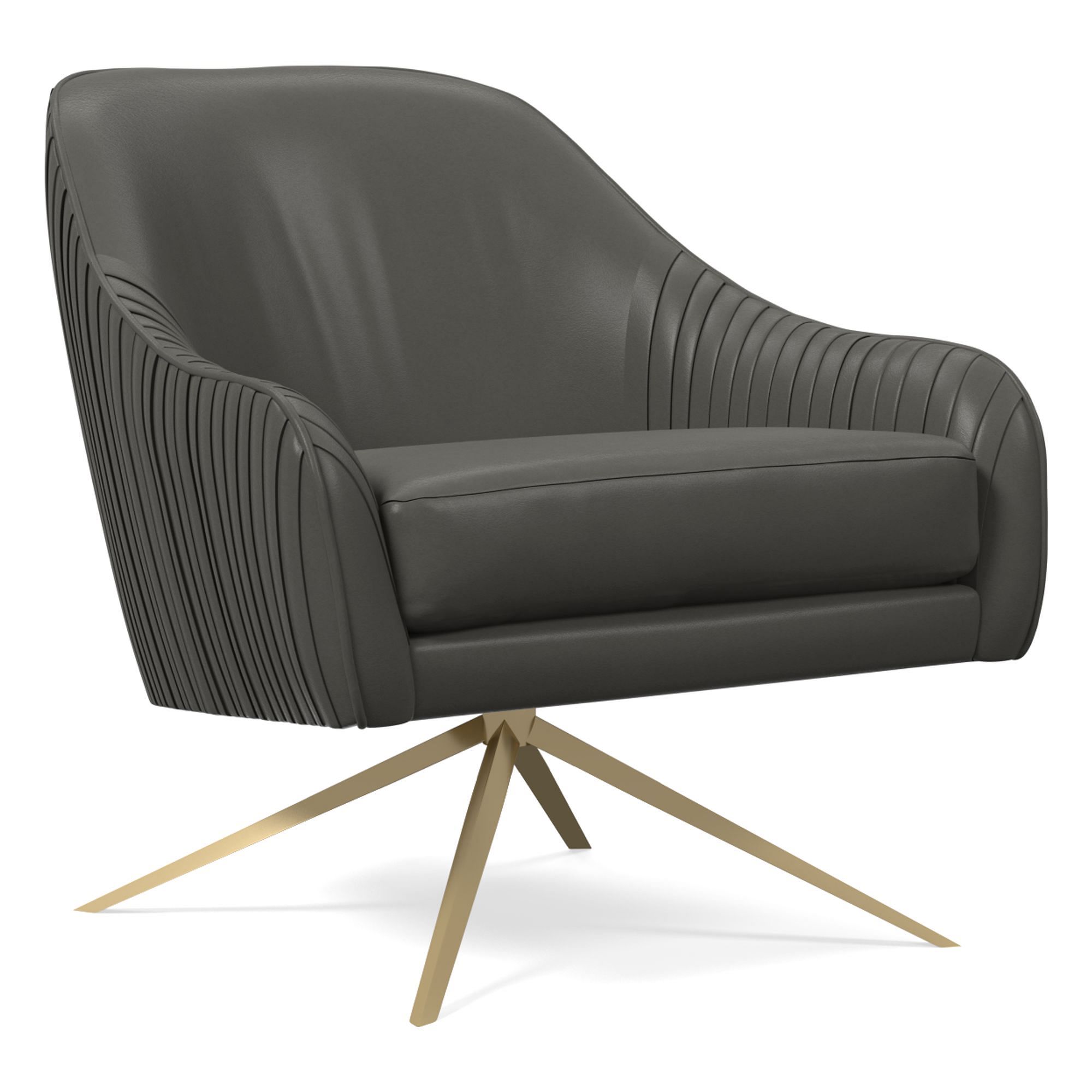 Liviaan Leather Swivel Chair - Wooden Bazar