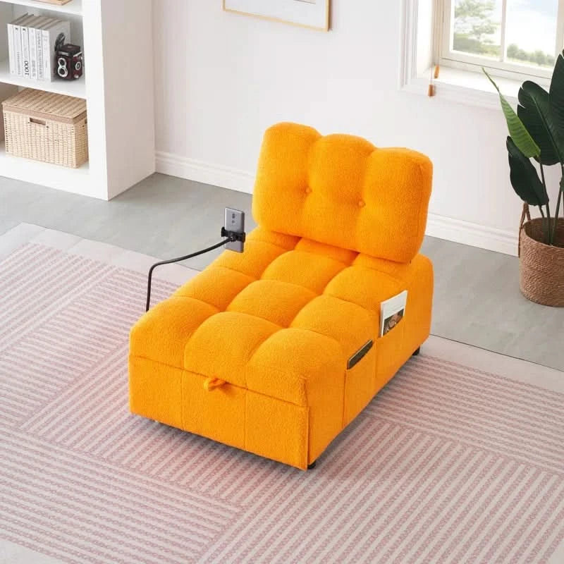 Heliana Convertible sofa-bed in Orange color with cozy seating for living rooms