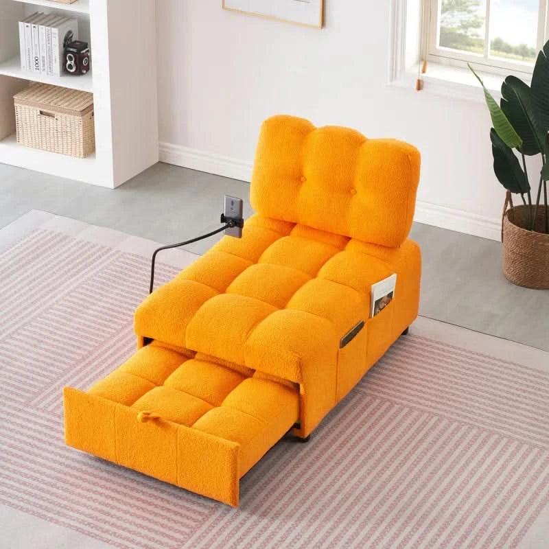 Heliana Convertible sofa-bed in Orange color with cozy seating for