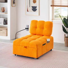 Heliana Convertible sofa-bed in Orange color with cozy seating for living rooms