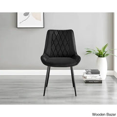 Industrial Chic Round Wood-Effect Dining Table Set With 6 Luxe Velvet Upholstered Chairs