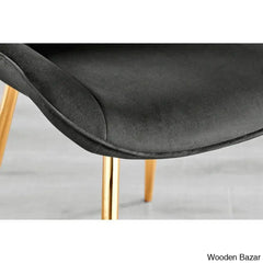 Industrial Chic Round Wood-Effect Dining Table Set With 6 Luxe Velvet Upholstered Chairs