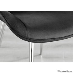 Industrial Chic Round Wood-Effect Dining Table Set With 6 Luxe Velvet Upholstered Chairs