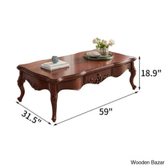 Inke American Solid Wood Rectangular Coffee And Center Table