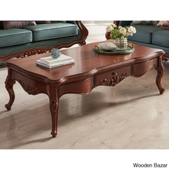 Inke American Solid Wood Rectangular Coffee And Center Table