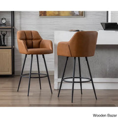 Irelyno Pu Swivel Upholstered 30’’ Counter And Bar Stool (Set Of 2)