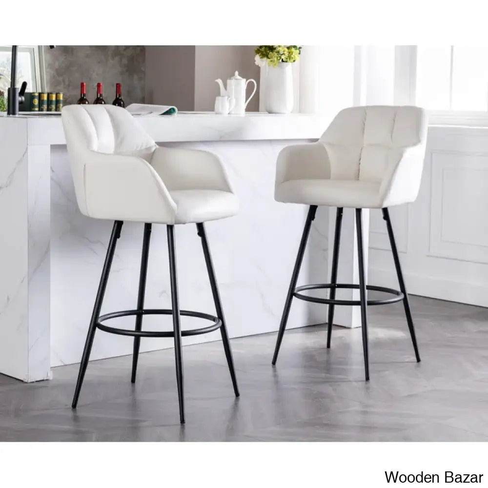 Irelyno Pu Swivel Upholstered 30’’ Counter And Bar Stool (Set Of 2)