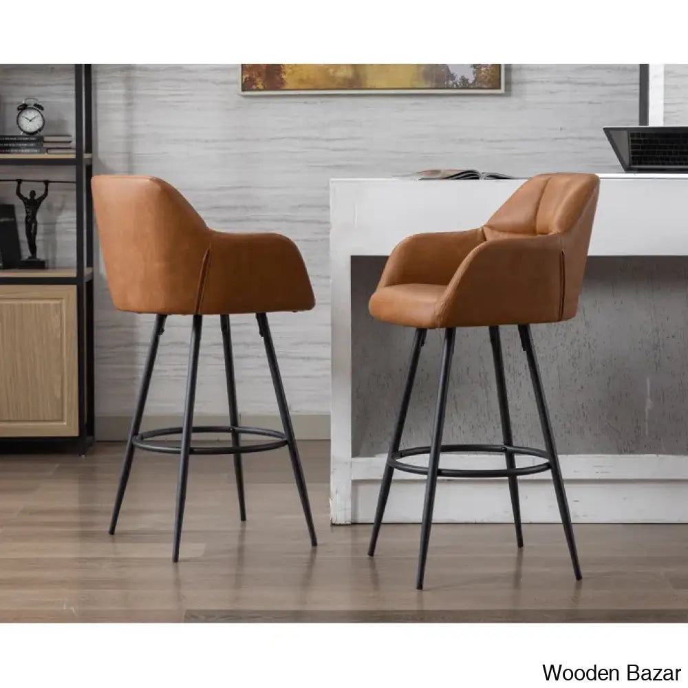 Irelyno Pu Swivel Upholstered 30’’ Counter And Bar Stool (Set Of 2)