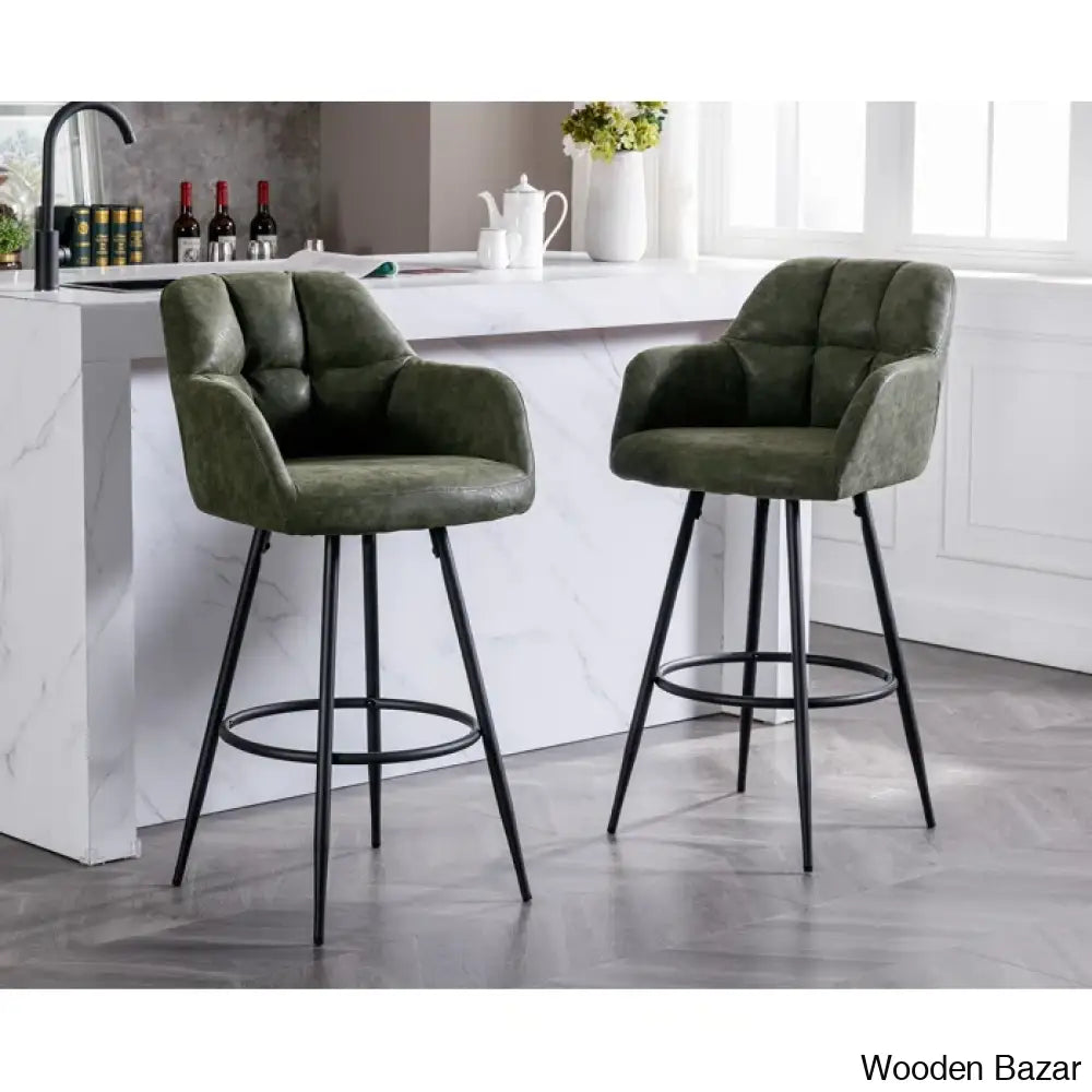 Irelyno Pu Swivel Upholstered 30’’ Counter And Bar Stool (Set Of 2)