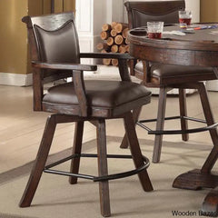 Irysso Swivel Upholstered Counter And Bar Stool With Solid Wood Frame (Set Of 2) Bar (30’’ Seat