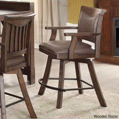 Irysso Swivel Upholstered Counter And Bar Stool With Solid Wood Frame (Set Of 2)