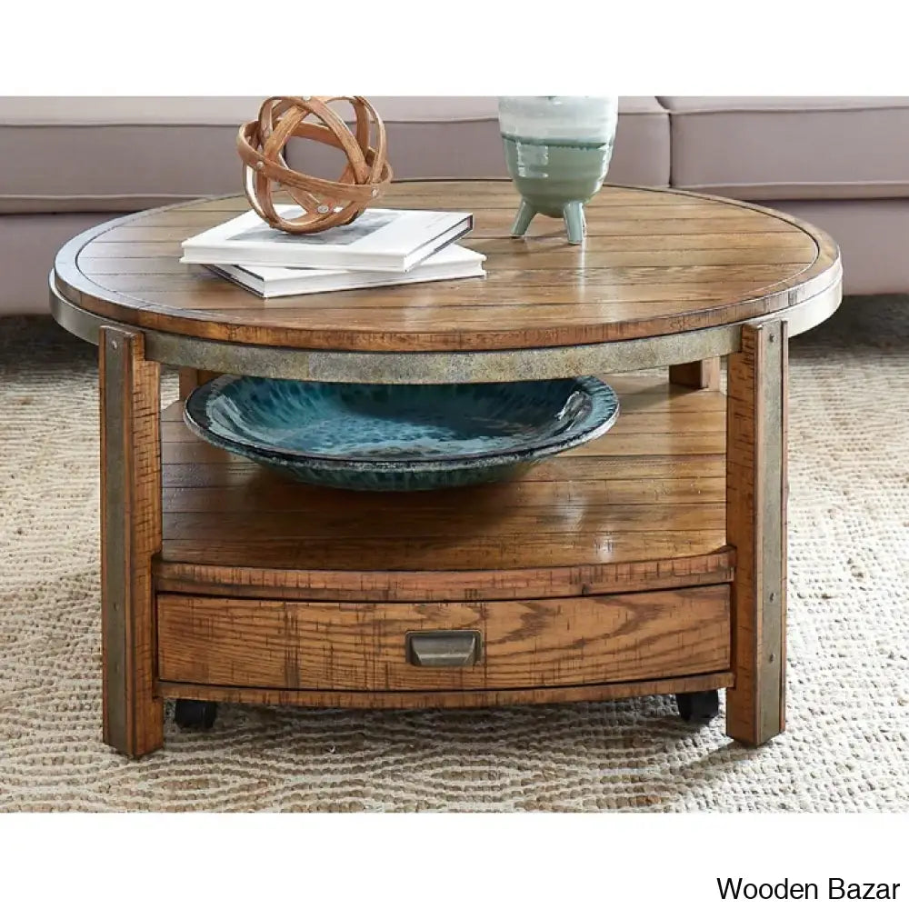 Ivette Solid Wood Top Coffee And Center Table