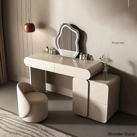 Jaderrick Vanity Dressing Table With Lighted Mirror And Stool