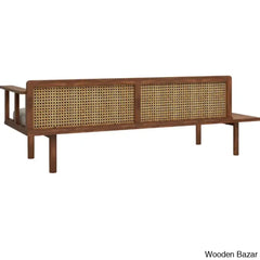 Jake Modern 3 Seater Rattan Cane Bench - Wooden Bazar