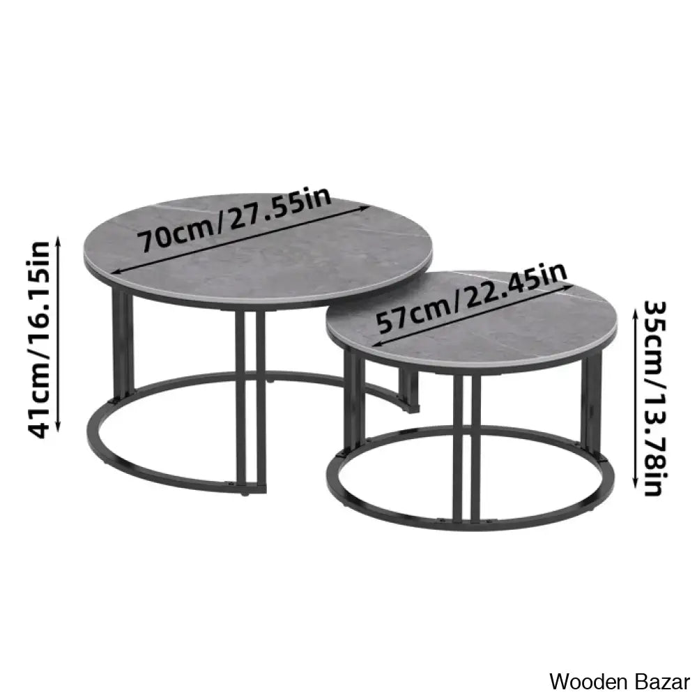 Jakeshahi Stone Top Nesting(Set Of 2) Coffee And Center Table