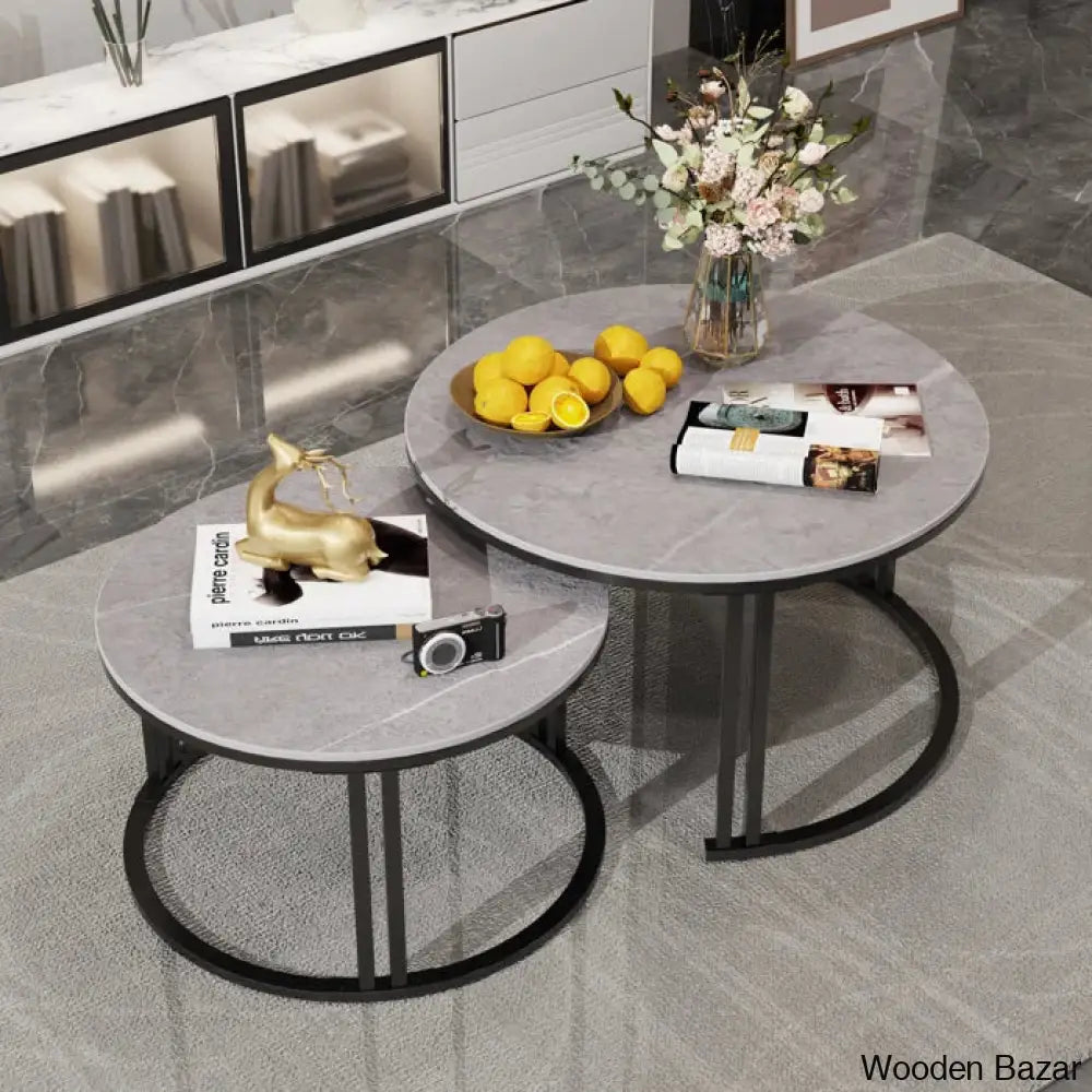 Jakeshahi Stone Top Nesting(Set Of 2) Coffee And Center Table