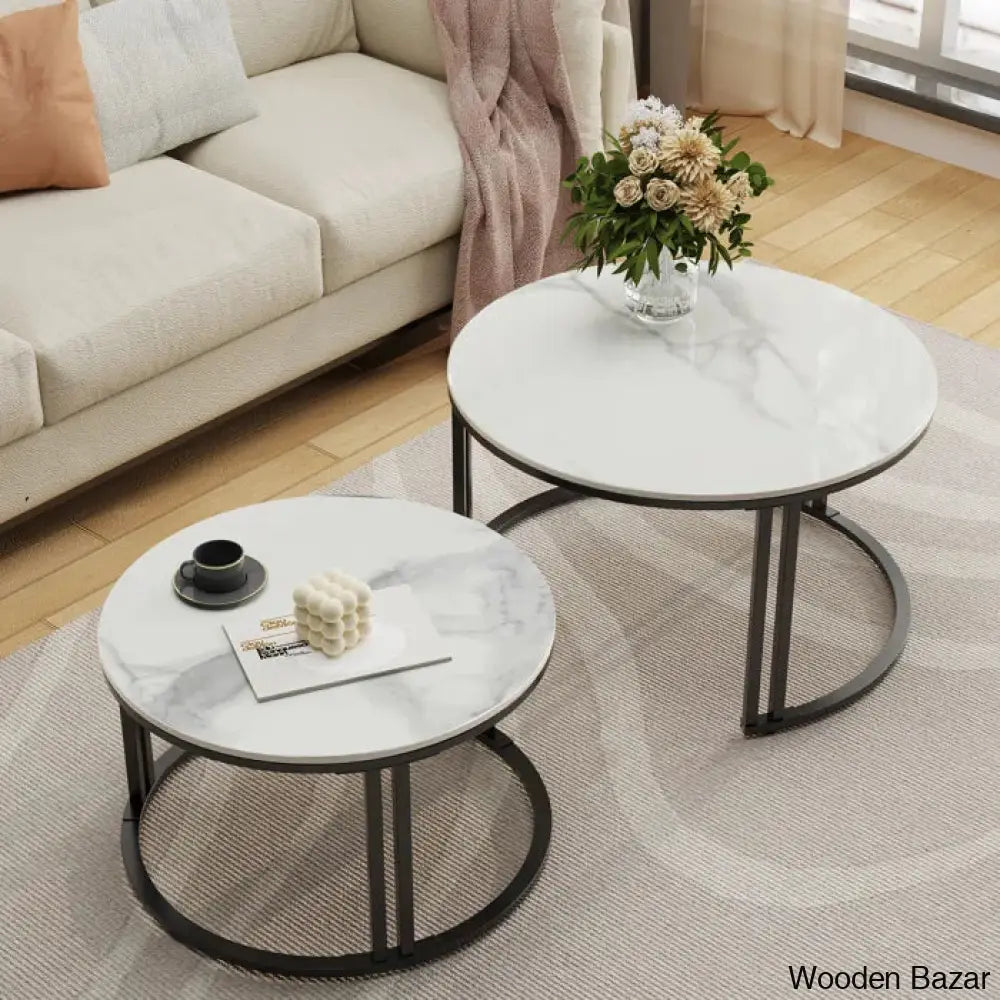 Jakeshahi Stone Top Nesting(Set Of 2) Coffee And Center Table