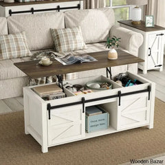 Jakiavion Coffee Table Farmhouse Lift Top And Center With Hidden Storage Sliding Barn Door For