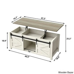 Jakiavion Coffee Table Farmhouse Lift Top And Center With Hidden Storage Sliding Barn Door For