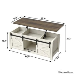 Jakiavion Coffee Table Farmhouse Lift Top And Center With Hidden Storage Sliding Barn Door For