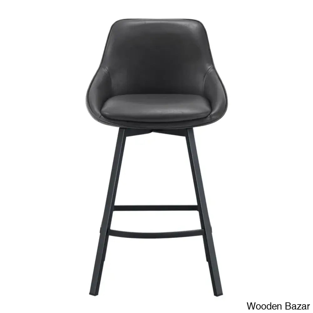 Janayshiax Swivel 25.2’’ Faux Leather Counter And Bar Stool (Set Of 2)