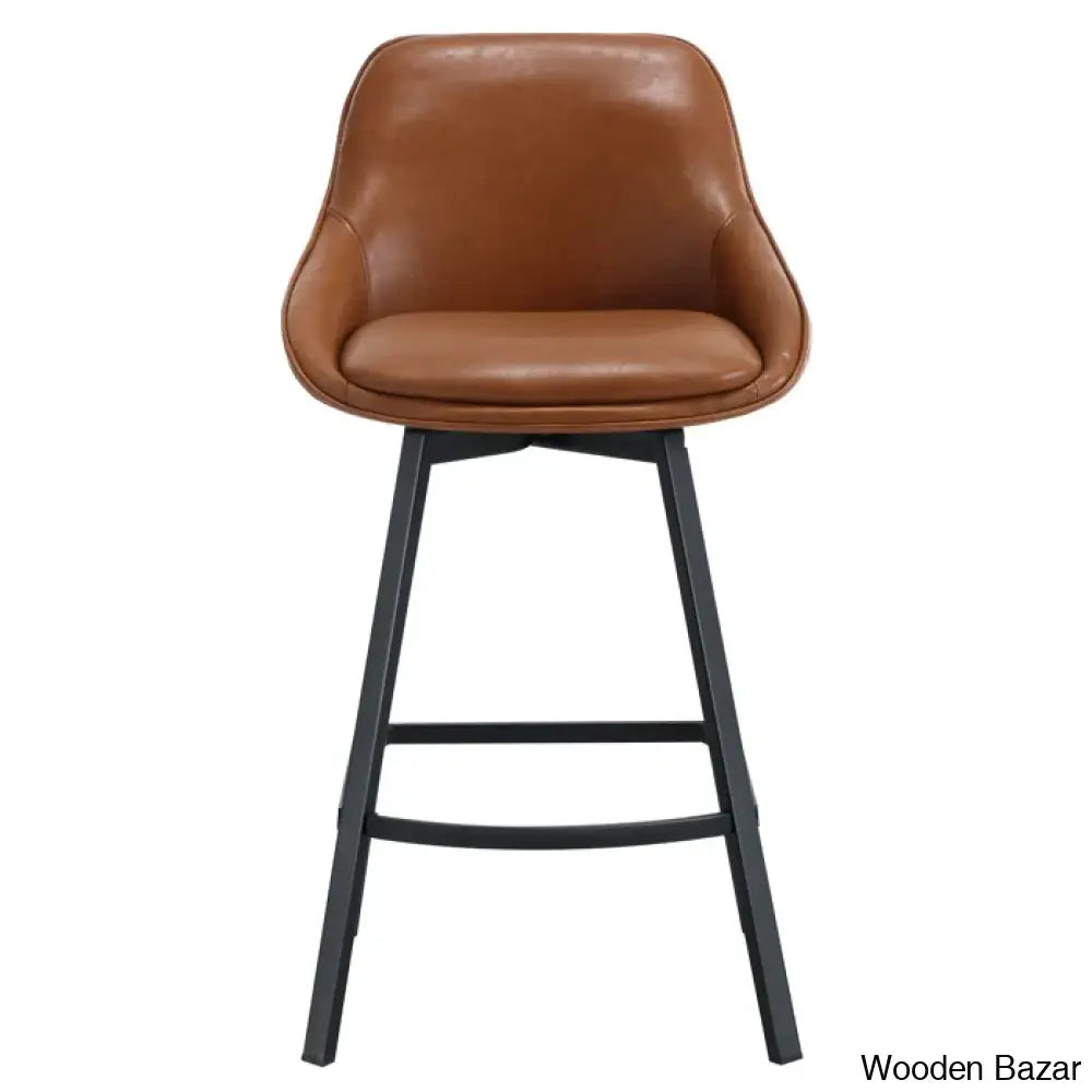 Janayshiax Swivel 25.2’’ Faux Leather Counter And Bar Stool (Set Of 2)