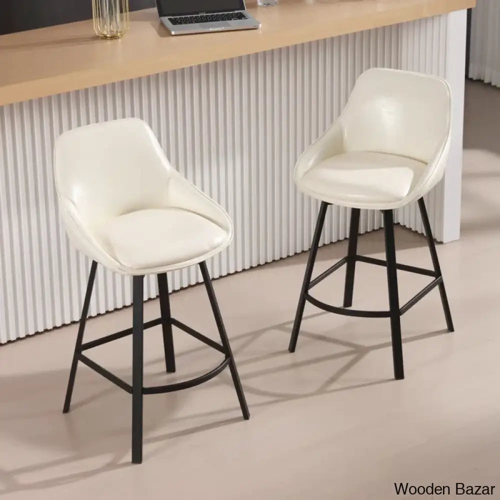 Janayshiax Swivel 25.2’’ Faux Leather Counter And Bar Stool (Set Of 2)