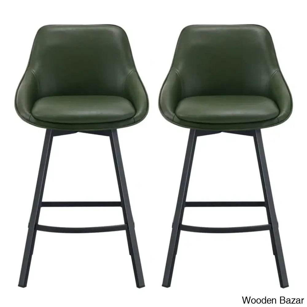 Janayshiax Swivel 25.2’’ Faux Leather Counter And Bar Stool (Set Of 2)