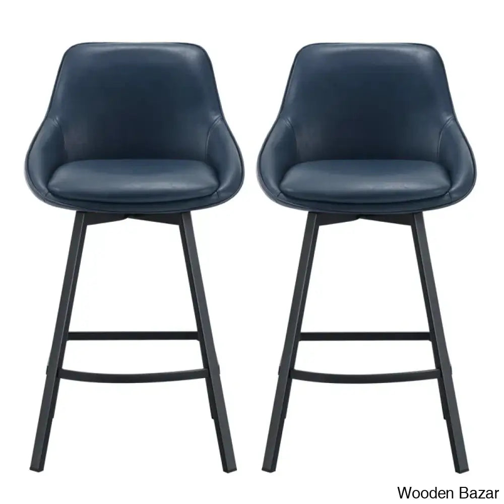 Janayshiax Swivel 25.2’’ Faux Leather Counter And Bar Stool (Set Of 2)