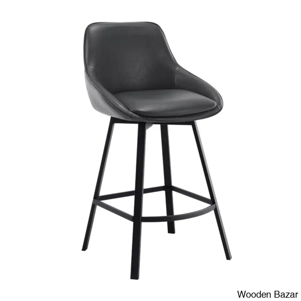 Janayshiax Swivel 25.2’’ Faux Leather Counter And Bar Stool (Set Of 2)