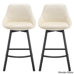 Janayshiax Swivel 25.2’’ Faux Leather Counter And Bar Stool (Set Of 2)